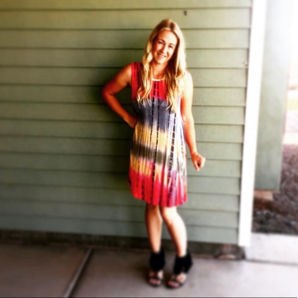 Bohemian Tie-Dye Style Flowy Summer Dress Small - Picture 9 of 16